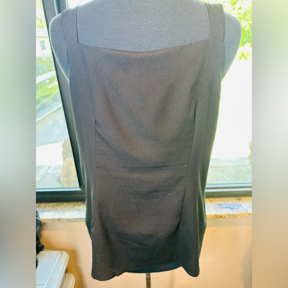 NY Collection Black Beaded Sleeveless Ruffle Blouse Size Large - Picture 5 of 8